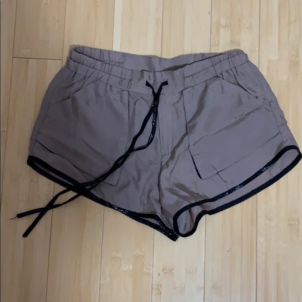 Nanette Lepore taupe silk tap shorts size 2